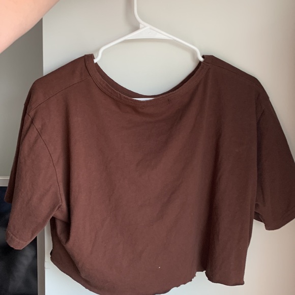 Medium Shein Tshirt Crop Top Brown - Picture 2 of 2
